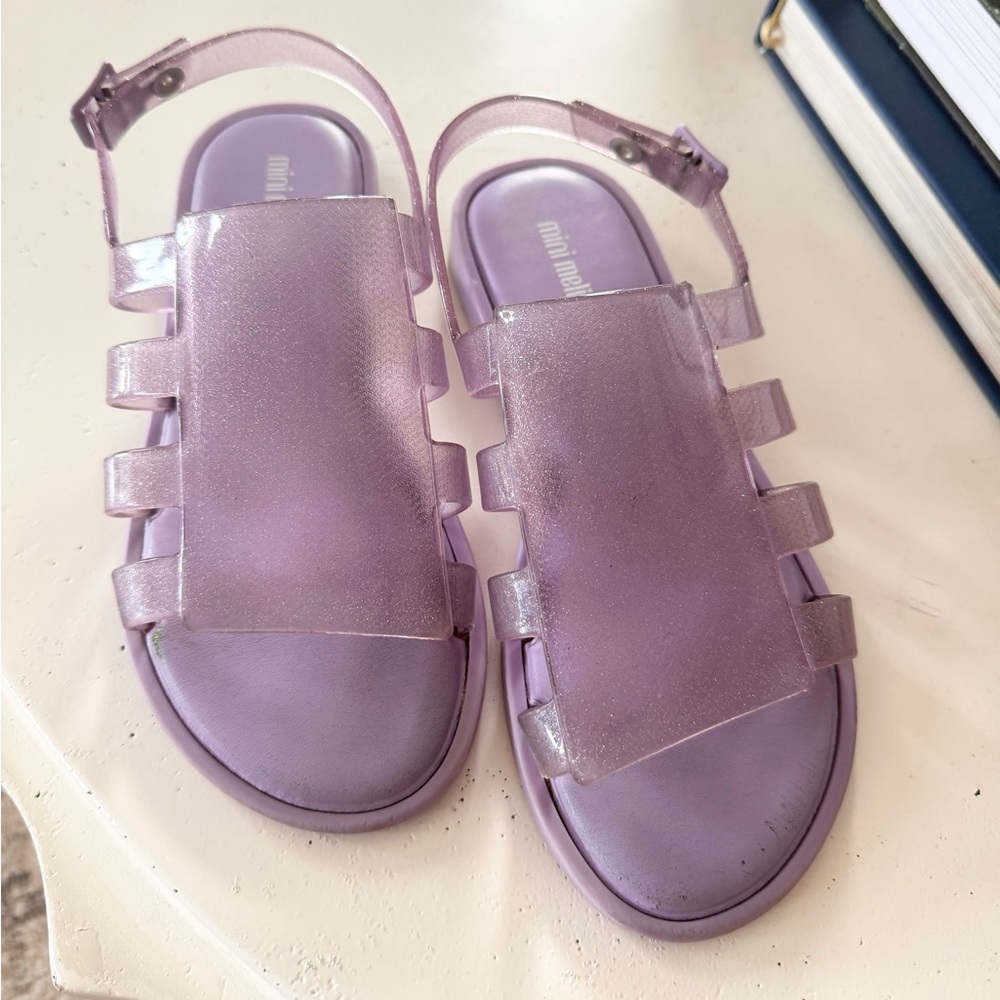 MINI MELISSA BOEMIA KIDS LILAC GLITTER SANDALS SHOES